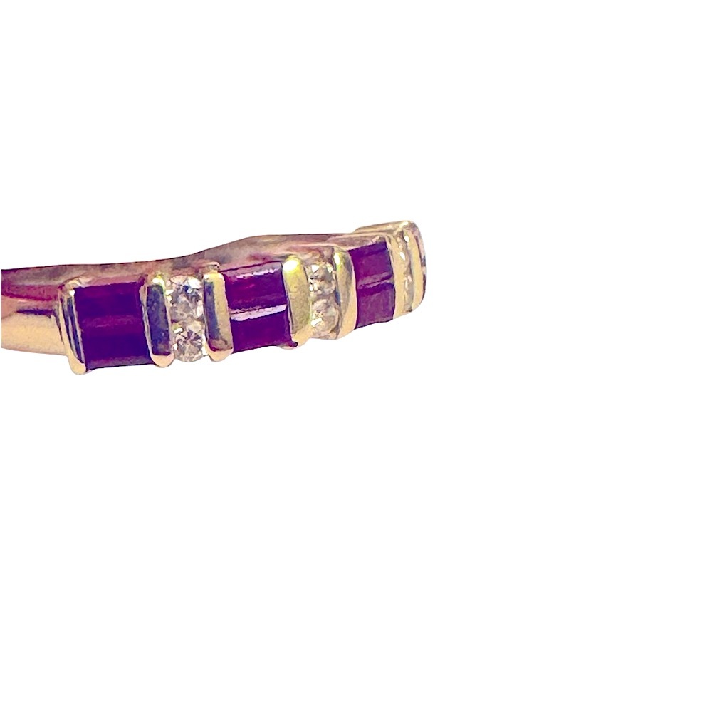 Vintage Ruby and Diamond Stackable Band Ring set in 14K White Gold. Size 7 EUC - Picture 2 of 4